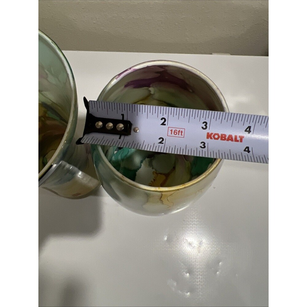 Swirl Vase Reverse Painted Watercolor Art Glass Italy Lot Of 2 Blue Purple Etc - Picture 8 of 13